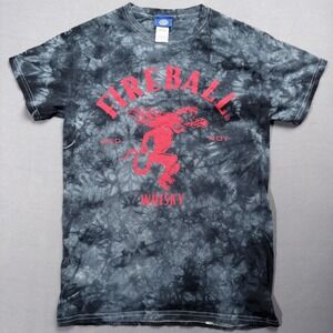 Fireball Whisky T-Shirt Tie Dye Graphic Tee Red‎ Devil Small